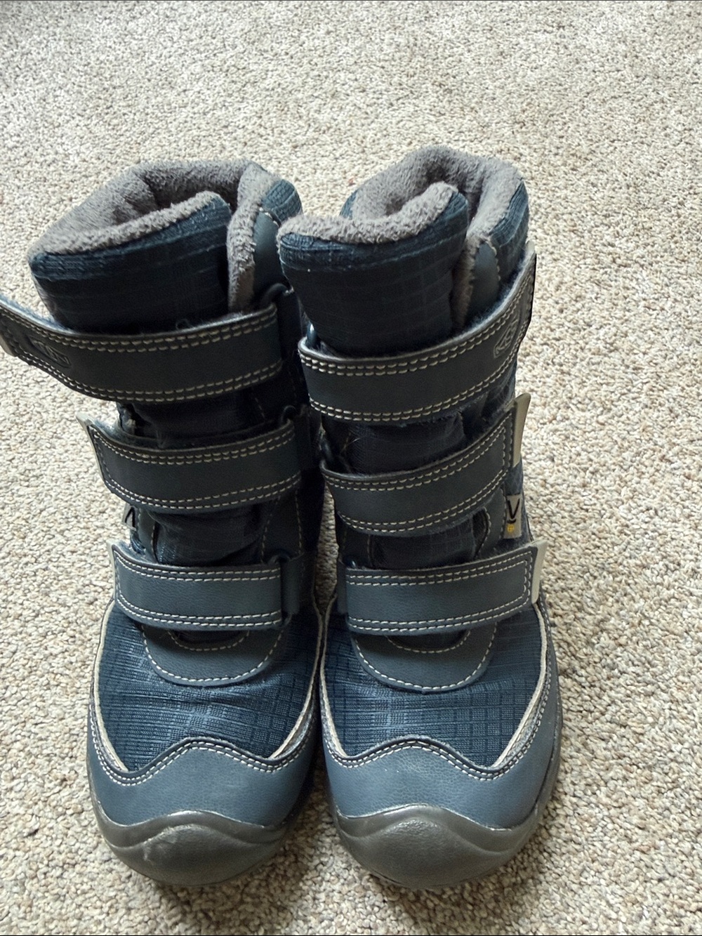 Kids' Keen Navy Blue Winter Boots with Triple Strap Closure